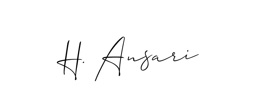 How to make H. Ansari name signature. Use Allison_Script style for creating short signs online. This is the latest handwritten sign. H. Ansari signature style 2 images and pictures png