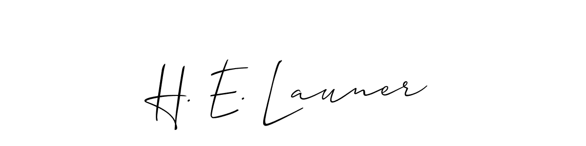 Allison_Script is a professional signature style that is perfect for those who want to add a touch of class to their signature. It is also a great choice for those who want to make their signature more unique. Get H. E. Launer name to fancy signature for free. H. E. Launer signature style 2 images and pictures png