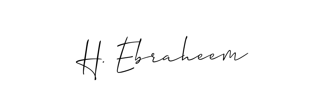 Use a signature maker to create a handwritten signature online. With this signature software, you can design (Allison_Script) your own signature for name H. Ebraheem. H. Ebraheem signature style 2 images and pictures png