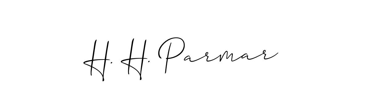 The best way (Allison_Script) to make a short signature is to pick only two or three words in your name. The name H. H. Parmar include a total of six letters. For converting this name. H. H. Parmar signature style 2 images and pictures png