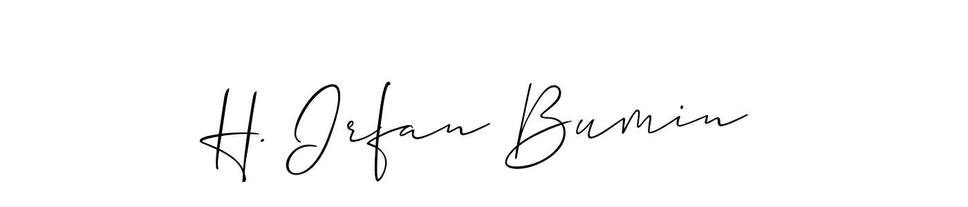 The best way (Allison_Script) to make a short signature is to pick only two or three words in your name. The name H. Irfan Bumin include a total of six letters. For converting this name. H. Irfan Bumin signature style 2 images and pictures png