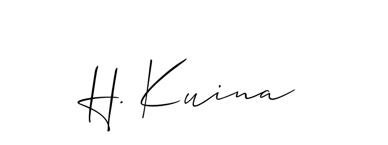 Also You can easily find your signature by using the search form. We will create H. Kuina name handwritten signature images for you free of cost using Allison_Script sign style. H. Kuina signature style 2 images and pictures png