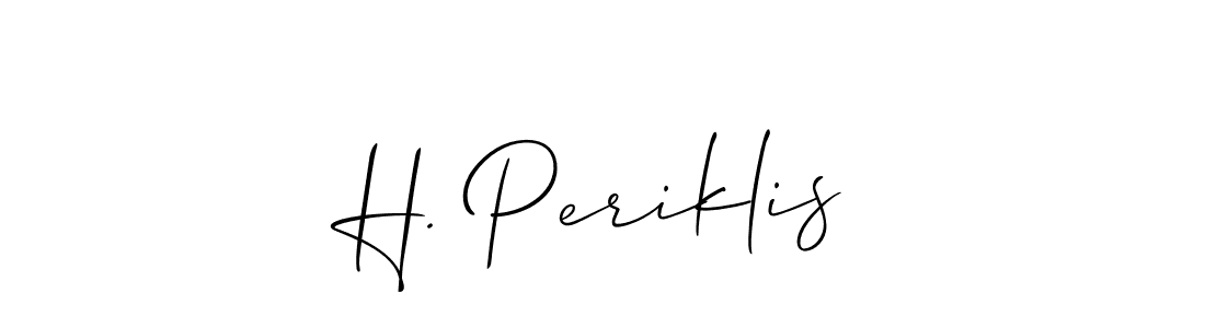 if you are searching for the best signature style for your name H. Periklis. so please give up your signature search. here we have designed multiple signature styles  using Allison_Script. H. Periklis signature style 2 images and pictures png