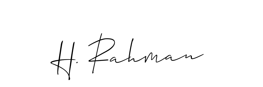 Create a beautiful signature design for name H. Rahman. With this signature (Allison_Script) fonts, you can make a handwritten signature for free. H. Rahman signature style 2 images and pictures png