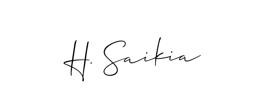 You should practise on your own different ways (Allison_Script) to write your name (H. Saikia) in signature. don't let someone else do it for you. H. Saikia signature style 2 images and pictures png