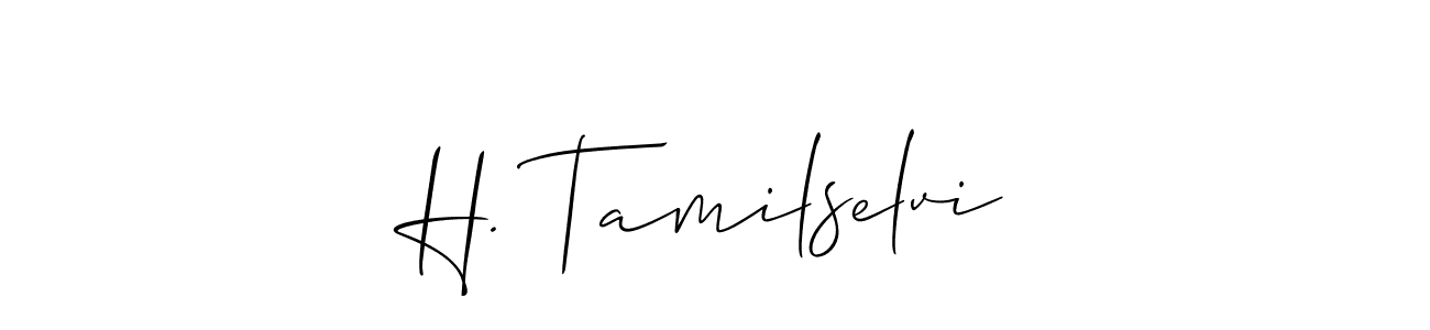 This is the best signature style for the H. Tamilselvi name. Also you like these signature font (Allison_Script). Mix name signature. H. Tamilselvi signature style 2 images and pictures png