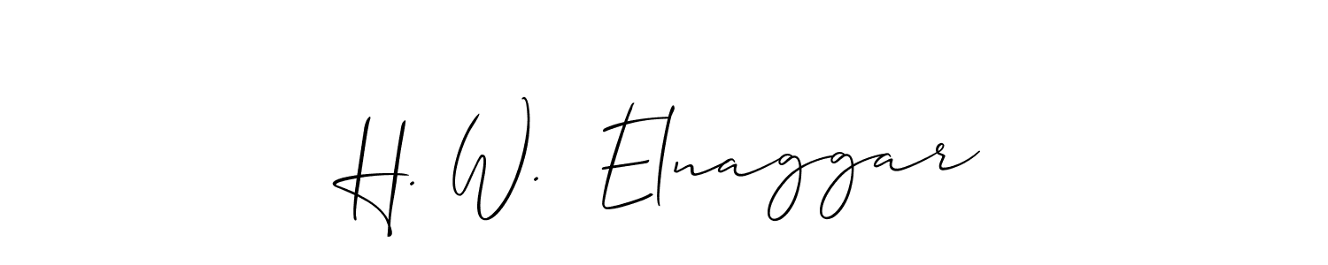 Make a short H. W.  Elnaggar signature style. Manage your documents anywhere anytime using Allison_Script. Create and add eSignatures, submit forms, share and send files easily. H. W.  Elnaggar signature style 2 images and pictures png