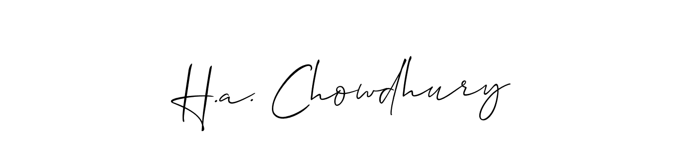 Allison_Script is a professional signature style that is perfect for those who want to add a touch of class to their signature. It is also a great choice for those who want to make their signature more unique. Get H.a. Chowdhury name to fancy signature for free. H.a. Chowdhury signature style 2 images and pictures png