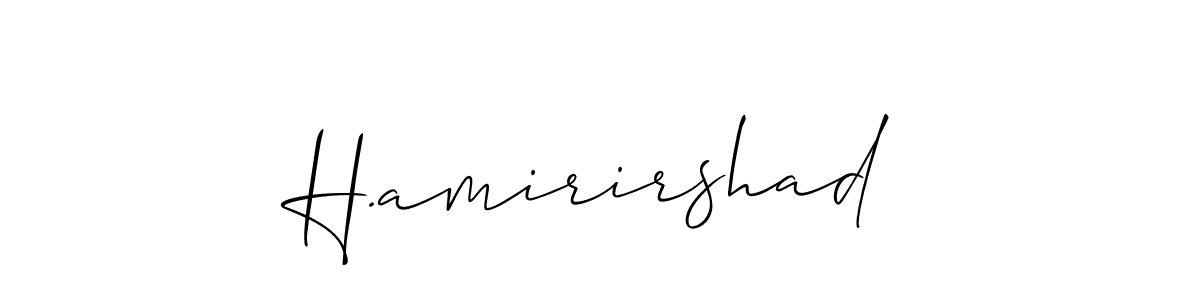 The best way (Allison_Script) to make a short signature is to pick only two or three words in your name. The name H.amirirshad include a total of six letters. For converting this name. H.amirirshad signature style 2 images and pictures png