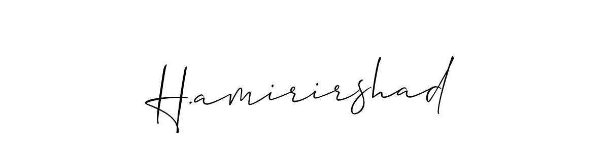 The best way (Allison_Script) to make a short signature is to pick only two or three words in your name. The name H.amirirshad include a total of six letters. For converting this name. H.amirirshad signature style 2 images and pictures png