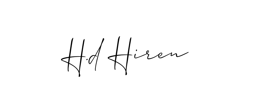 Make a beautiful signature design for name H.d Hiren. With this signature (Allison_Script) style, you can create a handwritten signature for free. H.d Hiren signature style 2 images and pictures png