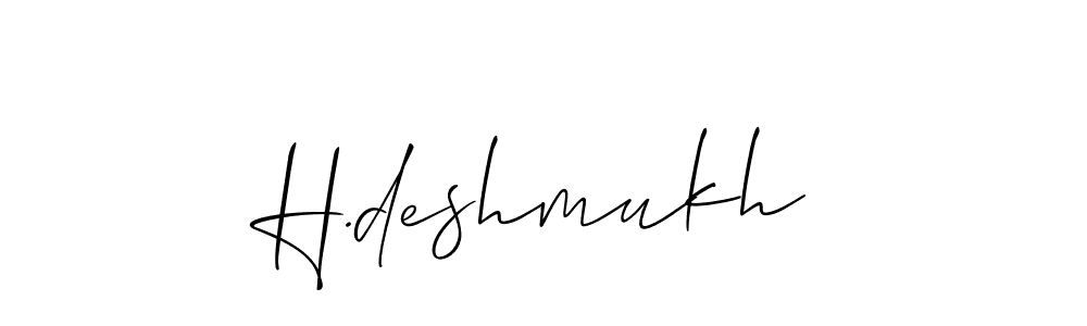 How to make H.deshmukh name signature. Use Allison_Script style for creating short signs online. This is the latest handwritten sign. H.deshmukh signature style 2 images and pictures png