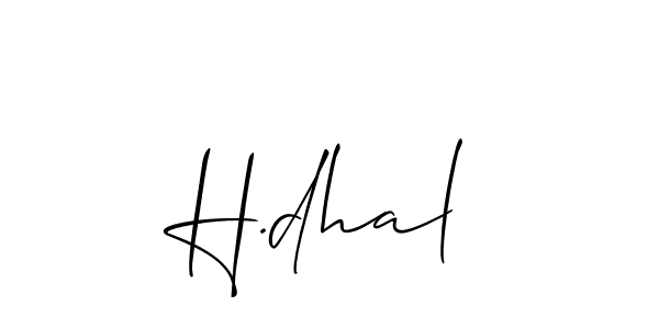 Also You can easily find your signature by using the search form. We will create H.dhal name handwritten signature images for you free of cost using Allison_Script sign style. H.dhal signature style 2 images and pictures png