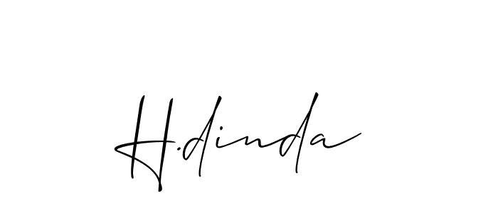 The best way (Allison_Script) to make a short signature is to pick only two or three words in your name. The name H.dinda include a total of six letters. For converting this name. H.dinda signature style 2 images and pictures png