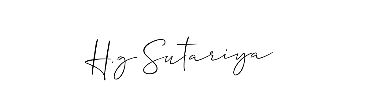 How to make H.g Sutariya name signature. Use Allison_Script style for creating short signs online. This is the latest handwritten sign. H.g Sutariya signature style 2 images and pictures png