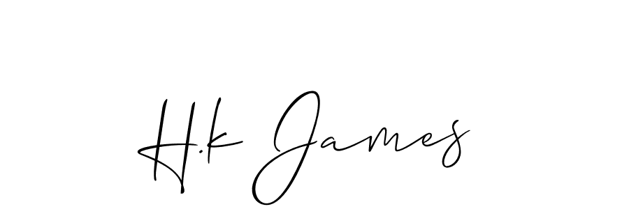 How to make H.k James name signature. Use Allison_Script style for creating short signs online. This is the latest handwritten sign. H.k James signature style 2 images and pictures png