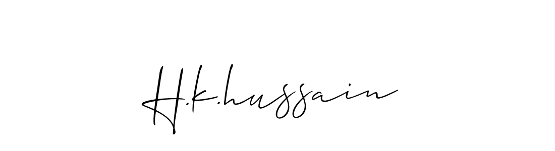 The best way (Allison_Script) to make a short signature is to pick only two or three words in your name. The name H.k.hussain include a total of six letters. For converting this name. H.k.hussain signature style 2 images and pictures png