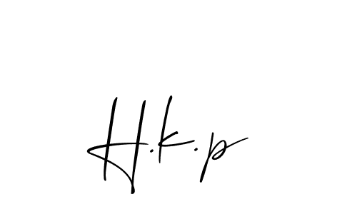 The best way (Allison_Script) to make a short signature is to pick only two or three words in your name. The name H.k.p include a total of six letters. For converting this name. H.k.p signature style 2 images and pictures png