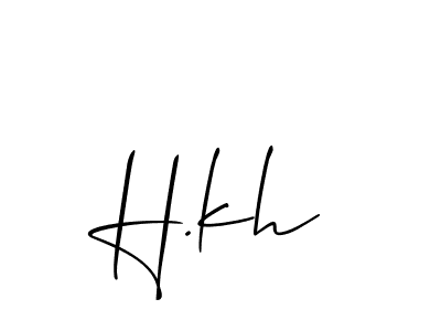 Design your own signature with our free online signature maker. With this signature software, you can create a handwritten (Allison_Script) signature for name H.kh. H.kh signature style 2 images and pictures png