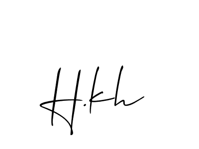 How to make H.kh name signature. Use Allison_Script style for creating short signs online. This is the latest handwritten sign. H.kh signature style 2 images and pictures png