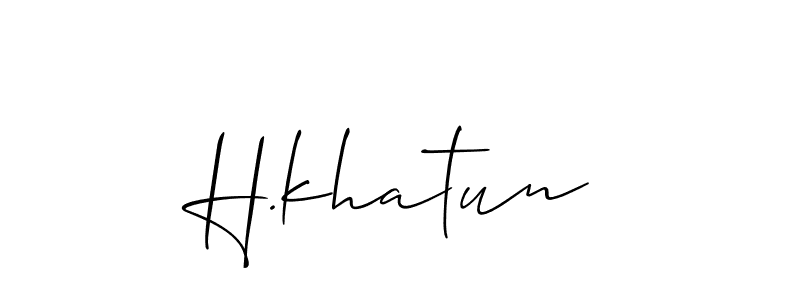 Also You can easily find your signature by using the search form. We will create H.khatun name handwritten signature images for you free of cost using Allison_Script sign style. H.khatun signature style 2 images and pictures png