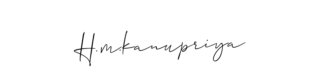 Also we have H.m.kanupriya name is the best signature style. Create professional handwritten signature collection using Allison_Script autograph style. H.m.kanupriya signature style 2 images and pictures png