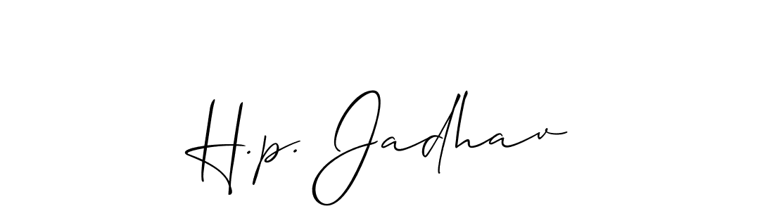 Also You can easily find your signature by using the search form. We will create H.p. Jadhav name handwritten signature images for you free of cost using Allison_Script sign style. H.p. Jadhav signature style 2 images and pictures png