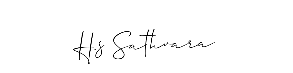 How to make H.s Sathvara signature? Allison_Script is a professional autograph style. Create handwritten signature for H.s Sathvara name. H.s Sathvara signature style 2 images and pictures png
