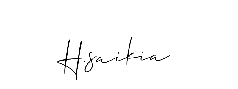 It looks lik you need a new signature style for name H.saikia. Design unique handwritten (Allison_Script) signature with our free signature maker in just a few clicks. H.saikia signature style 2 images and pictures png