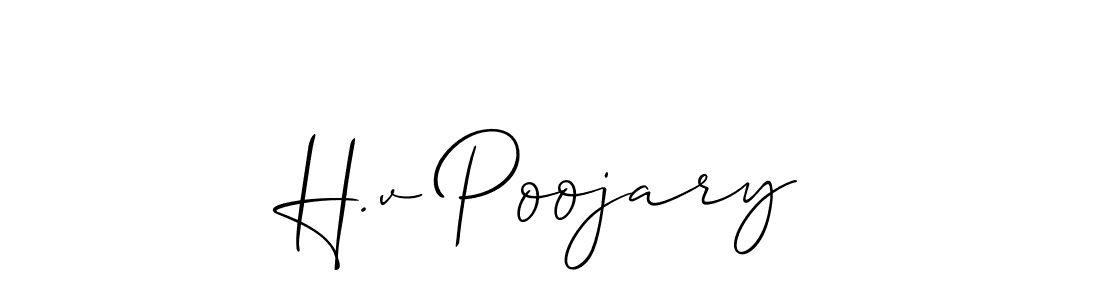 Also we have H.v Poojary name is the best signature style. Create professional handwritten signature collection using Allison_Script autograph style. H.v Poojary signature style 2 images and pictures png