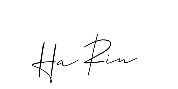 Design your own signature with our free online signature maker. With this signature software, you can create a handwritten (Allison_Script) signature for name Ha Rin. Ha Rin signature style 2 images and pictures png