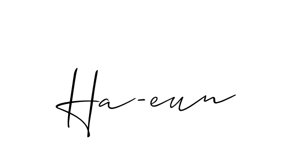 You should practise on your own different ways (Allison_Script) to write your name (Ha-eun) in signature. don't let someone else do it for you. Ha-eun signature style 2 images and pictures png