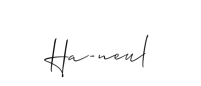 Create a beautiful signature design for name Ha-neul. With this signature (Allison_Script) fonts, you can make a handwritten signature for free. Ha-neul signature style 2 images and pictures png