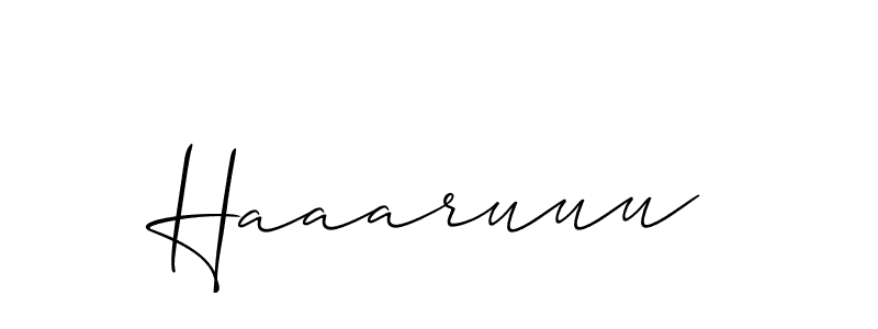 Also You can easily find your signature by using the search form. We will create Haaaruuu name handwritten signature images for you free of cost using Allison_Script sign style. Haaaruuu signature style 2 images and pictures png