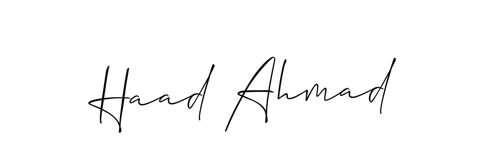 The best way (Allison_Script) to make a short signature is to pick only two or three words in your name. The name Haad Ahmad include a total of six letters. For converting this name. Haad Ahmad signature style 2 images and pictures png