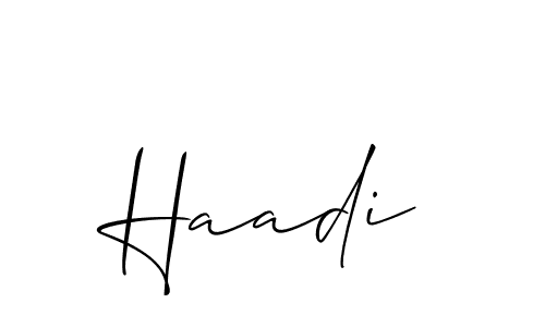 Create a beautiful signature design for name Haadi. With this signature (Allison_Script) fonts, you can make a handwritten signature for free. Haadi signature style 2 images and pictures png