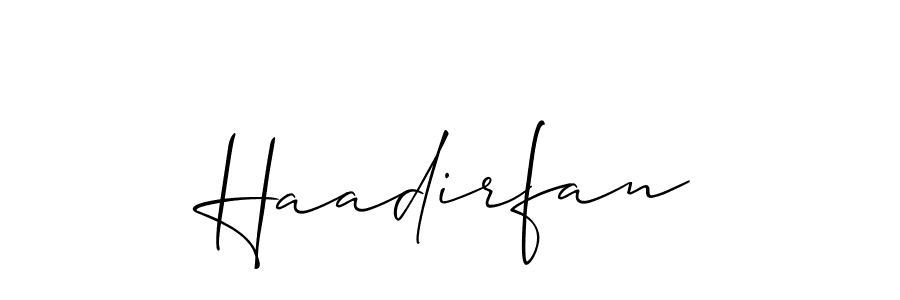Haadirfan stylish signature style. Best Handwritten Sign (Allison_Script) for my name. Handwritten Signature Collection Ideas for my name Haadirfan. Haadirfan signature style 2 images and pictures png