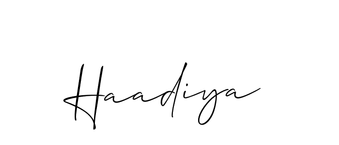How to make Haadiya name signature. Use Allison_Script style for creating short signs online. This is the latest handwritten sign. Haadiya signature style 2 images and pictures png
