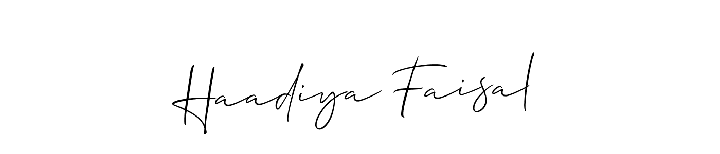 Use a signature maker to create a handwritten signature online. With this signature software, you can design (Allison_Script) your own signature for name Haadiya Faisal. Haadiya Faisal signature style 2 images and pictures png