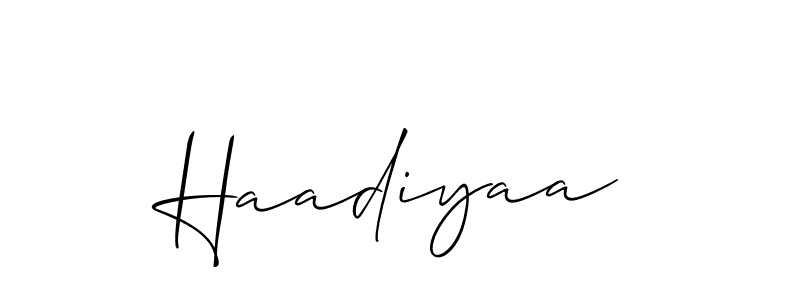 The best way (Allison_Script) to make a short signature is to pick only two or three words in your name. The name Haadiyaa include a total of six letters. For converting this name. Haadiyaa signature style 2 images and pictures png