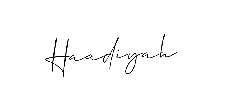 Haadiyah stylish signature style. Best Handwritten Sign (Allison_Script) for my name. Handwritten Signature Collection Ideas for my name Haadiyah. Haadiyah signature style 2 images and pictures png