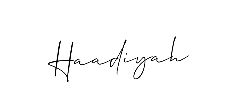 The best way (Allison_Script) to make a short signature is to pick only two or three words in your name. The name Haadiyah include a total of six letters. For converting this name. Haadiyah signature style 2 images and pictures png