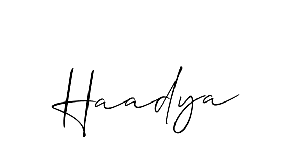 Make a beautiful signature design for name Haadya. With this signature (Allison_Script) style, you can create a handwritten signature for free. Haadya signature style 2 images and pictures png