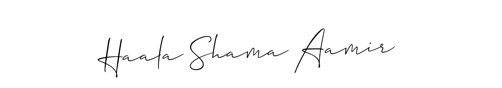 It looks lik you need a new signature style for name Haala Shama Aamir. Design unique handwritten (Allison_Script) signature with our free signature maker in just a few clicks. Haala Shama Aamir signature style 2 images and pictures png