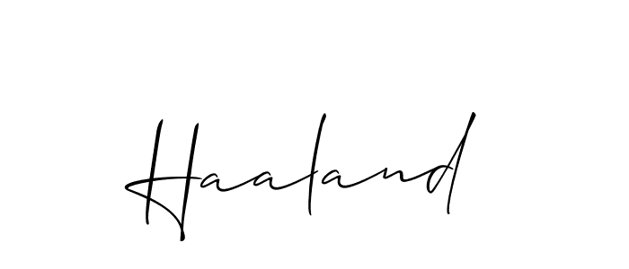 if you are searching for the best signature style for your name Haaland. so please give up your signature search. here we have designed multiple signature styles  using Allison_Script. Haaland signature style 2 images and pictures png