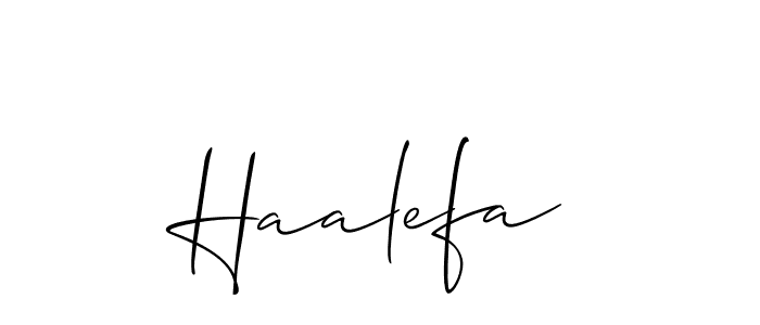 Use a signature maker to create a handwritten signature online. With this signature software, you can design (Allison_Script) your own signature for name Haalefa. Haalefa signature style 2 images and pictures png