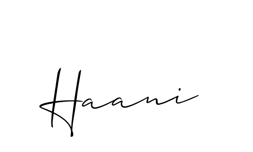 Design your own signature with our free online signature maker. With this signature software, you can create a handwritten (Allison_Script) signature for name Haani. Haani signature style 2 images and pictures png