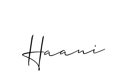 Design your own signature with our free online signature maker. With this signature software, you can create a handwritten (Allison_Script) signature for name Haani. Haani signature style 2 images and pictures png