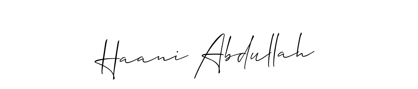 Allison_Script is a professional signature style that is perfect for those who want to add a touch of class to their signature. It is also a great choice for those who want to make their signature more unique. Get Haani Abdullah name to fancy signature for free. Haani Abdullah signature style 2 images and pictures png