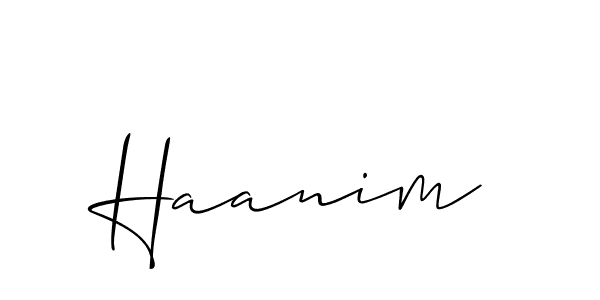 Design your own signature with our free online signature maker. With this signature software, you can create a handwritten (Allison_Script) signature for name Haanim. Haanim signature style 2 images and pictures png